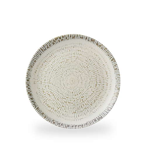 Churchill Inked Cascade Taupe 26cm Coupe Plate on white background