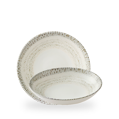 Churchill Inked Cascade Taupe 24.8cm Coupe Bowl on white background
