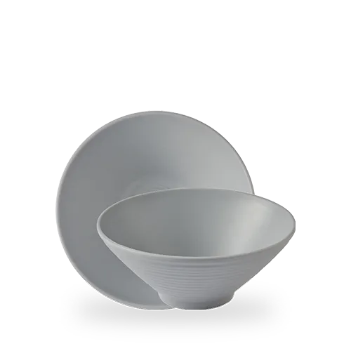 Churchill Emerge Melamine Seattle Grey 22.7cm Ripple Bowl on white background