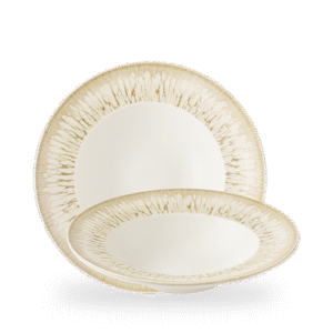 Churchill Inked Lumé Natural 28.8cm Wide Rim Bowl on white background