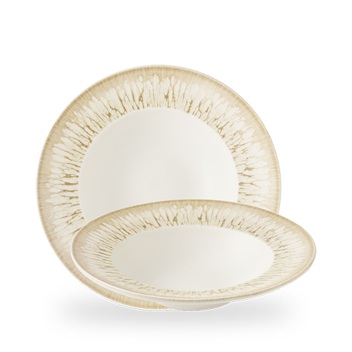 Churchill Inked Lumé Natural 28.8cm Wide Rim Bowl on white background