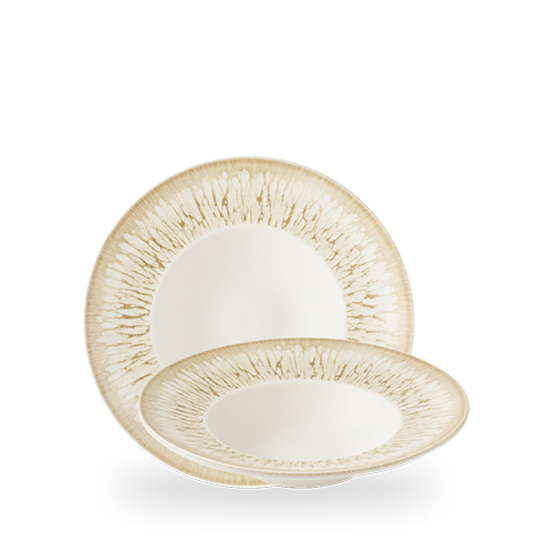 Churchill Inked Lumé Natural 24cm Wide Rim Bowl on white background