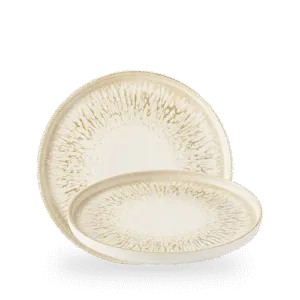 Churchill Inked Lumé Natural 26cm Walled Plate on white background

