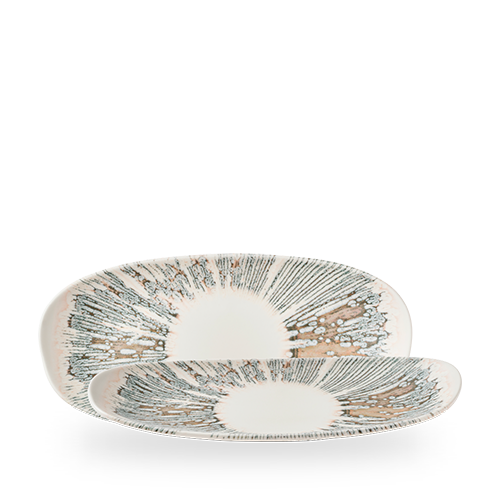 Churchill Inked Lyra Pink 30 x 15cm Opal Platter on white background