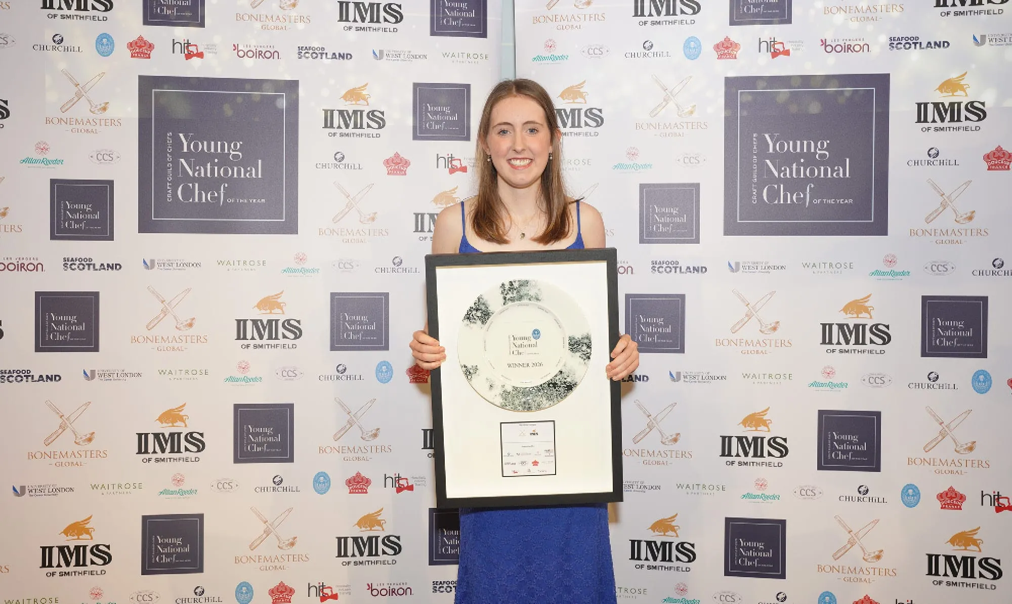 Young National Chef of the Year winner holding Churchill Alchemy Smoke plate
