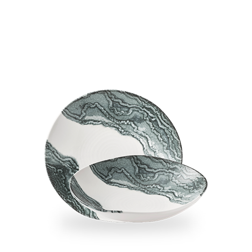 Churchill Inked Tide Black 22cm Natural Organic Coupe Bowl on white background