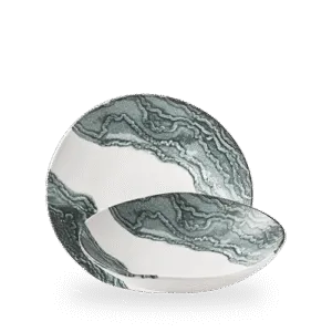 Churchill Inked Tide Black 25cm Natural Organic Coupe-Schüssel auf weißem Hintergrund