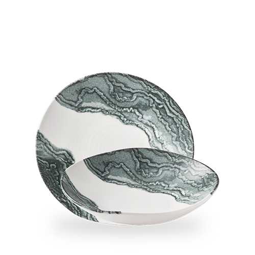 Churchill Inked Tide Black 25cm Natural Organic Coupe Bowl on white background