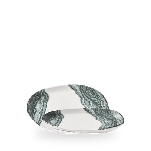 Churchill Inked Tide Black 22 x 13cm Natural Organic Platter on white background