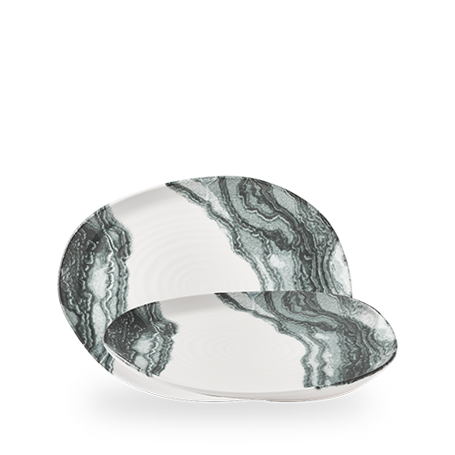 Churchill Inked Tide Black 26 x 20cm Natural Organic Platter on white background
