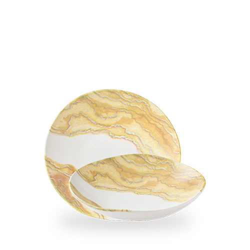 Churchill Inked Tide Gold 22cm Natural Organic Coupe Bowl on white background