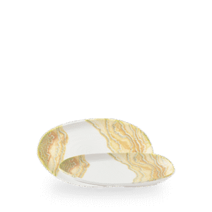 Churchill Inked Tide Gold 22 x 13cm Natural Organic Platter on white background