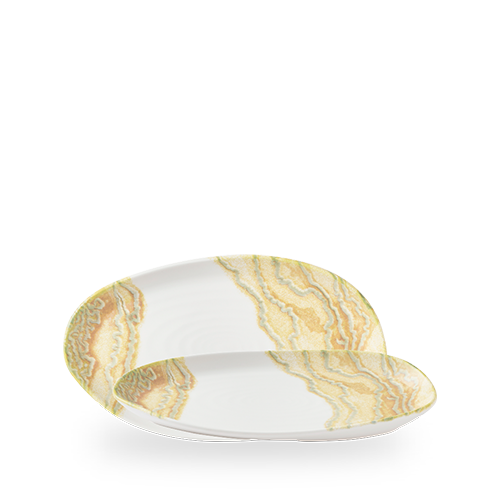 Churchill Inked Tide Gold 26 x 15cm Natural Organic Platter on white background