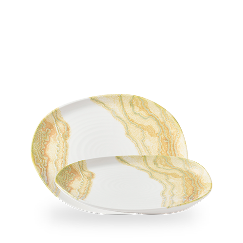 Churchill Inked Tide Gold 26 x 20cm Natural Organic Platter on white background