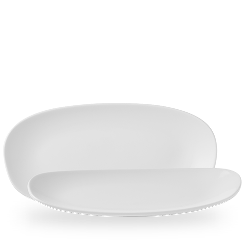 Churchill Opal White 35 x 18.5cm Opal Platter on white background