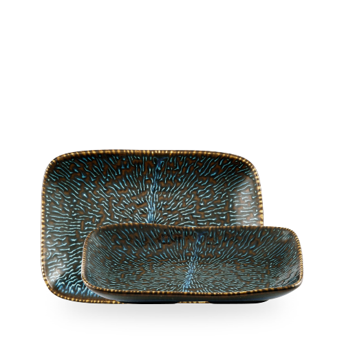 Churchill Sapphire Inked Cascade 26x18cm Natural Deep Tray on white background