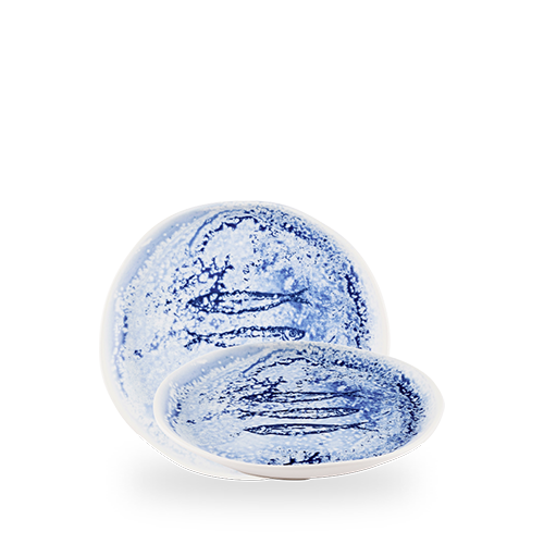 Churchill Blue Inked Fresco 21.5cm Natural Plate on white background
