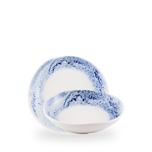 Churchill Blue Inked Fresco 21.5cm Organic Deep Bowl on white background
