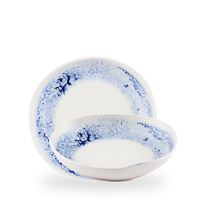 Churchill Blue Inked Fresco 25cm Organic Deep Bowl on white background