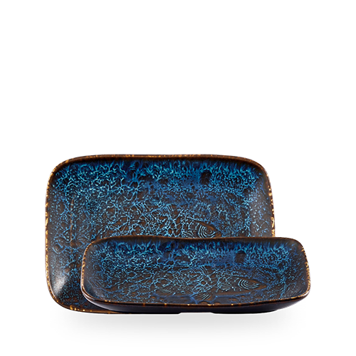 Churchill Sapphire Inked Fresco 26x18cm Natural Deep Tray on white background