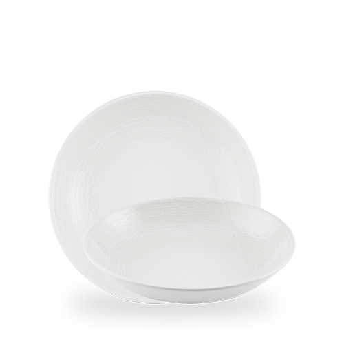 Churchill Ice White Inked Elements 24.8cm Bowl on white background