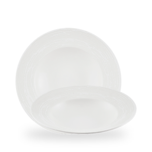 Churchill Ice White Inked Elements 28cm Wide Rim Bowl on white background