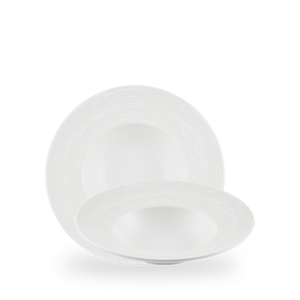 Churchill Ice White Inked Elements 24cm Wide Rim Bowl on white background