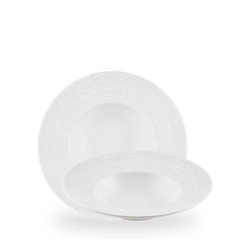 Churchill Ice White Inked Elements 24cm Wide Rim Bowl on white background