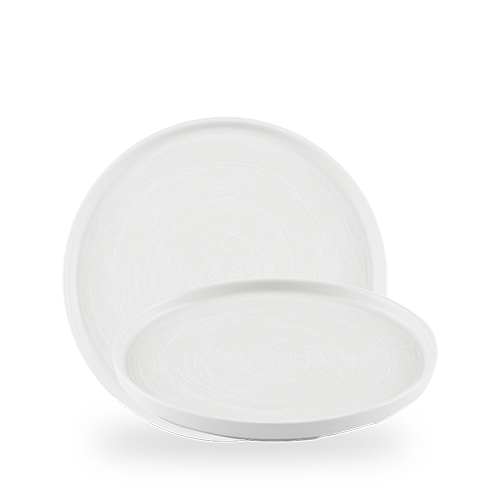 Churchill Ice White Inked Elements 26cm Walled Plate on white background