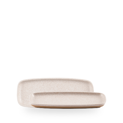 Churchill Stonecast Speckled White Emerge 25.1x10cm Oblong Tray on white background