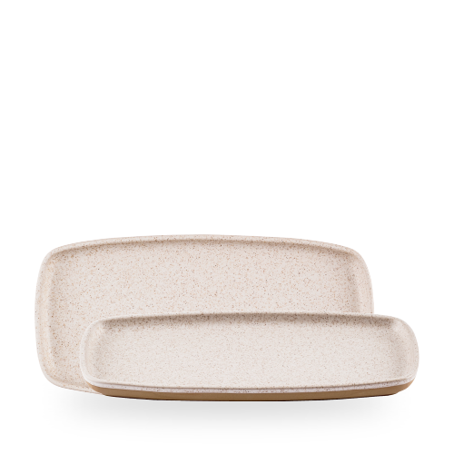Churchill Stonecast Speckled White Emerge 30x14.7cm Oblong Tray on white background