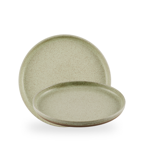 Churchill Stonecast Speckled Green Emerge 26cm Walled Plate on white background