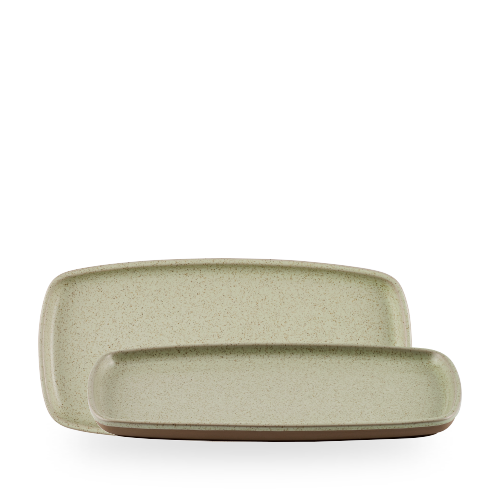 Churchill Stonecast Speckled Green Emerge 30x14.7cm Oblong Tray on white background