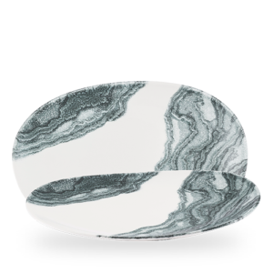 Churchill Black Inked Tide 34.5cm Opal Platter on white background