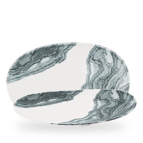 Churchill Black Inked Tide 34.5cm Opal Platter on white background