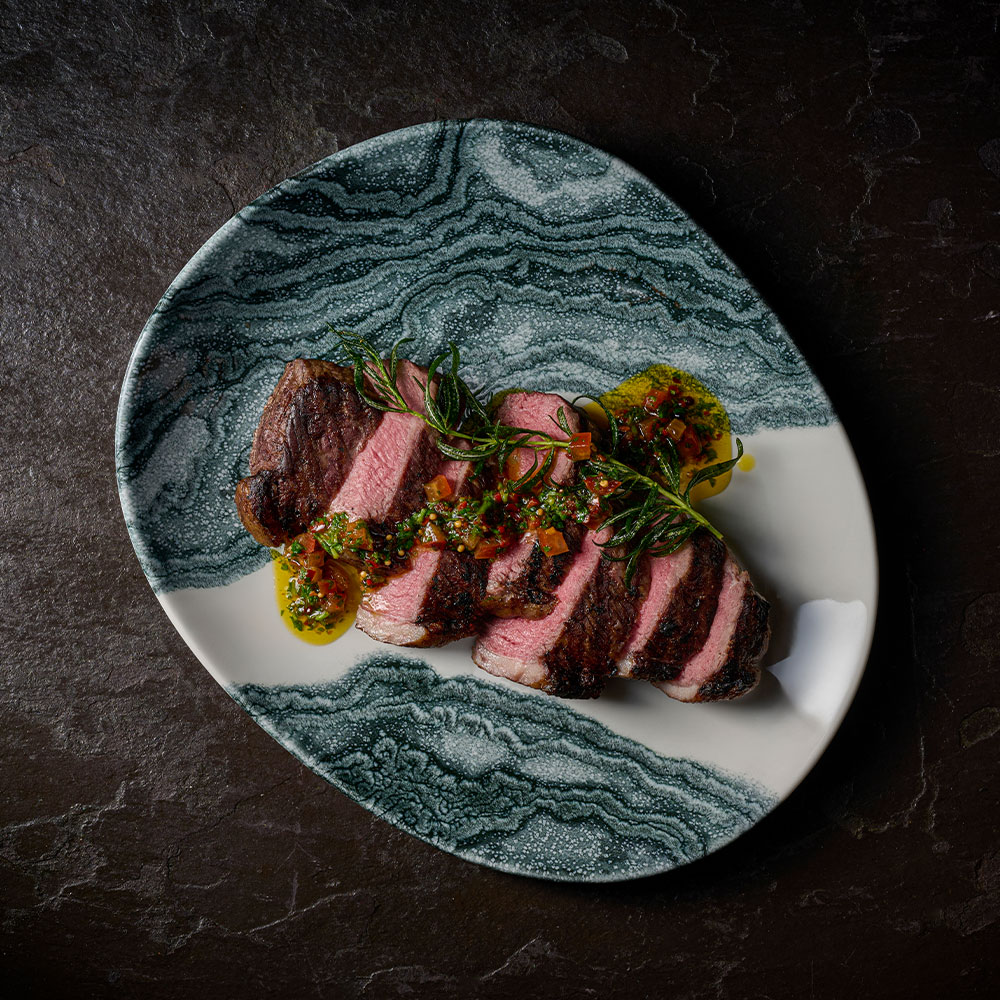 Churchill Inked Tide opal plate with steak