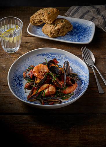 Churchill Inked Fresco Opal Plates in Blue